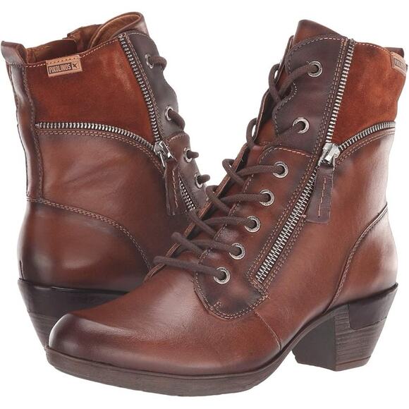 PIKOLINOS Leather High Ankle Boot ROTTERDAM 902-9627 Bootie Zipper Buckle Boho - Picture 1 of 11
